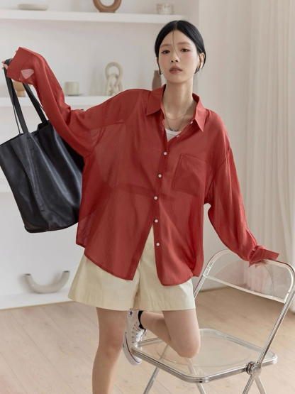 Leo Half Mesh Shirt with Pocket