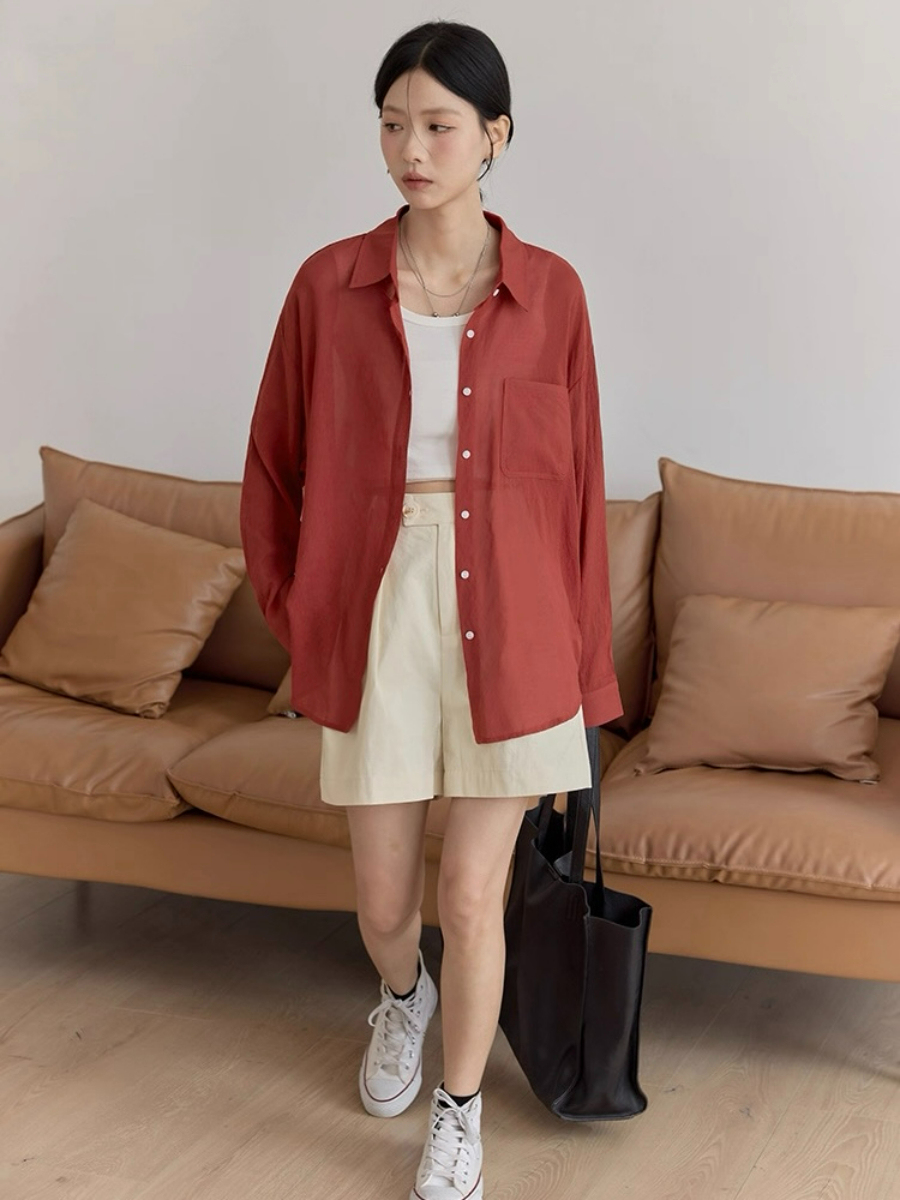 Leo Half Mesh Shirt with Pocket