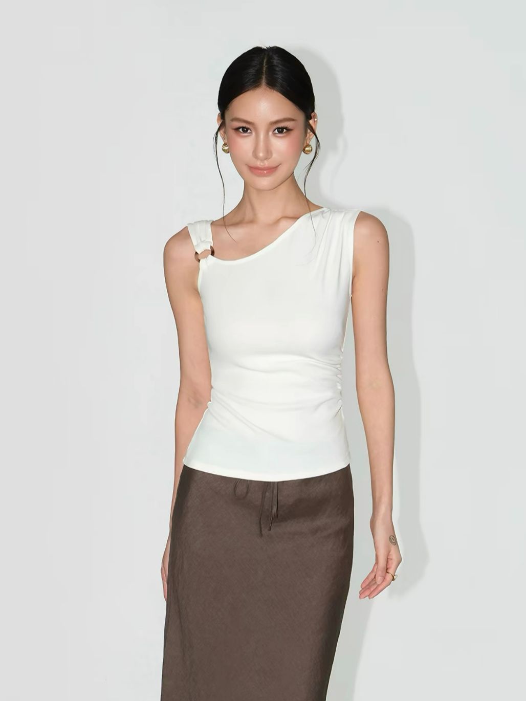 Rowan Asymmetric Neckline Hoop Detail Top