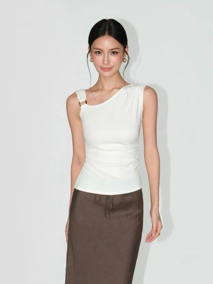 Rowan Asymmetric Neckline Hoop Detail Top