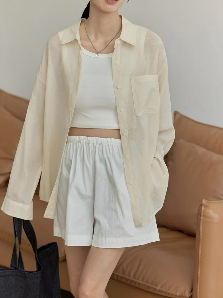 Leo Half Mesh Shirt with Pocket