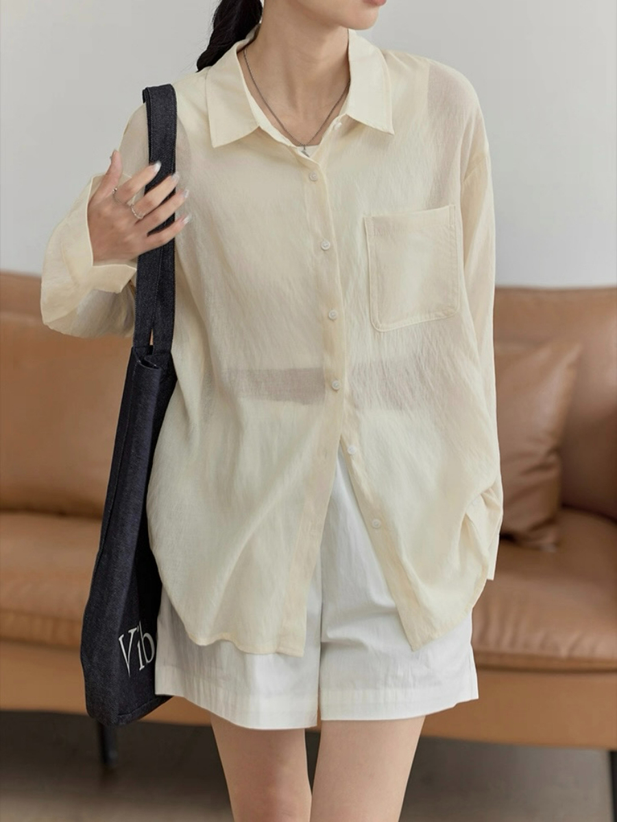 Leo Half Mesh Shirt with Pocket