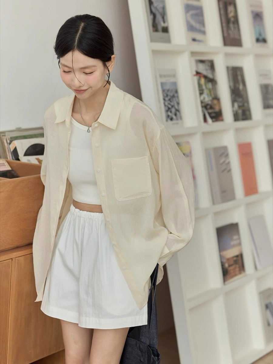 Leo Half Mesh Shirt with Pocket