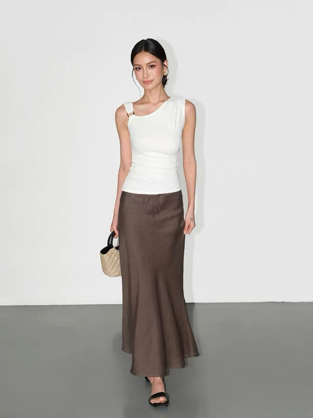 Rowan Asymmetric Neckline Hoop Detail Top