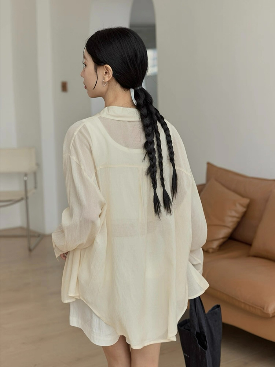 Leo Half Mesh Shirt with Pocket