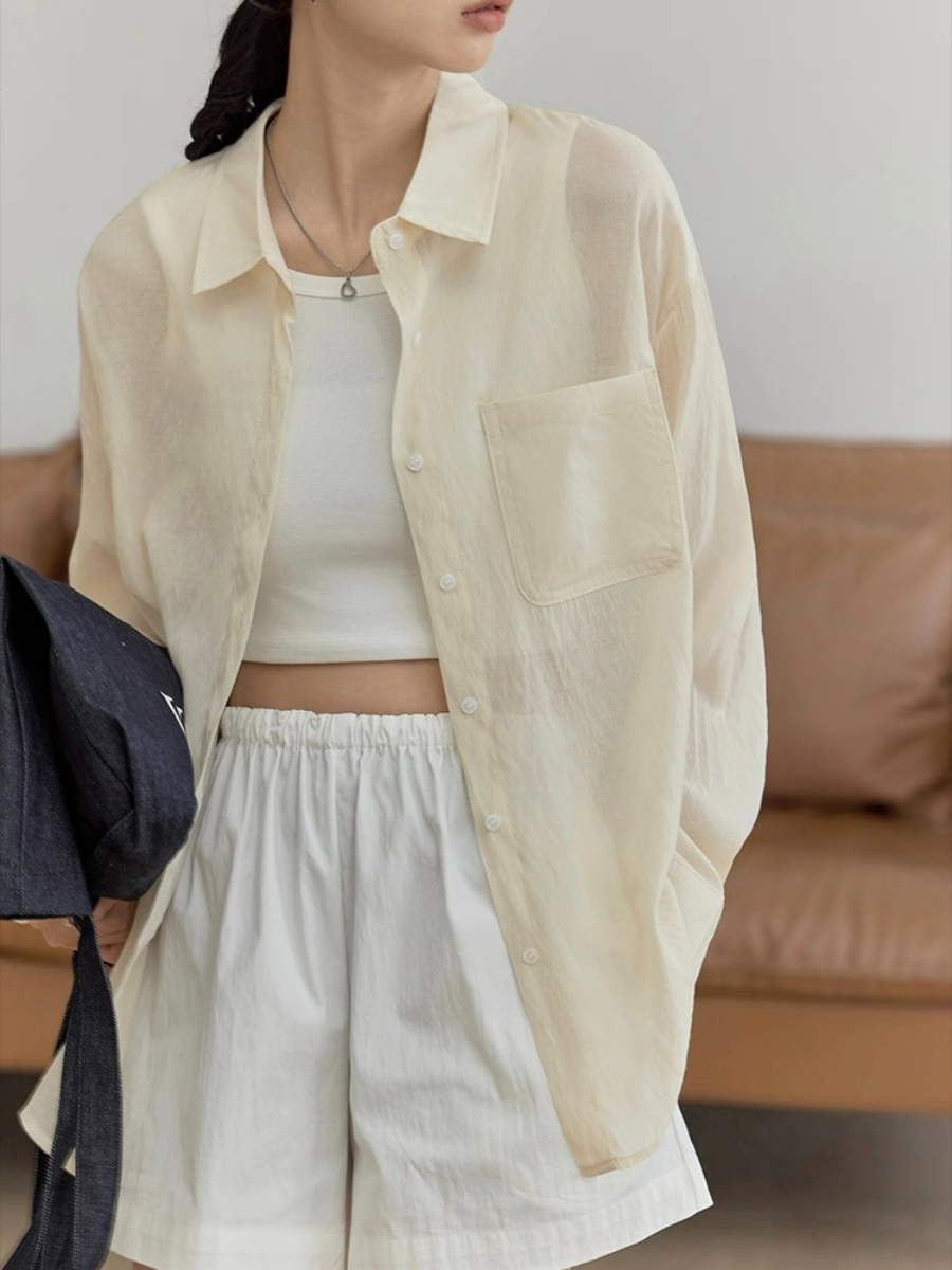 Leo Half Mesh Shirt with Pocket