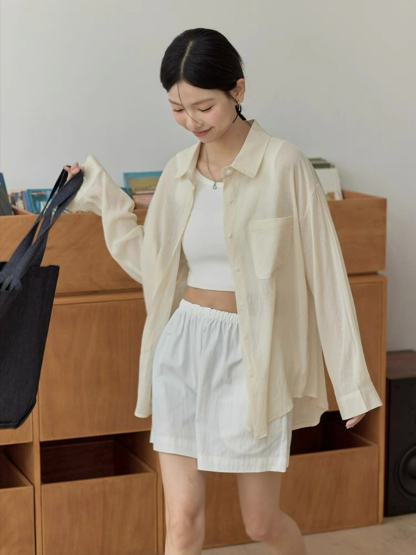 Leo Half Mesh Shirt with Pocket