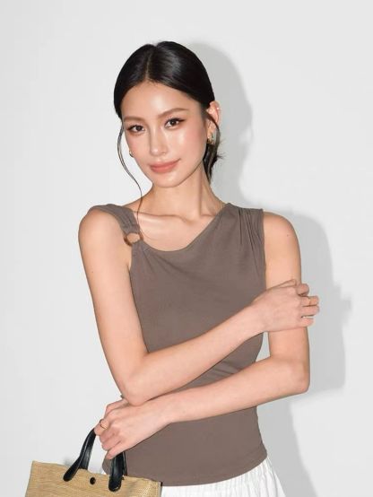 Rowan Asymmetric Neckline Hoop Detail Top
