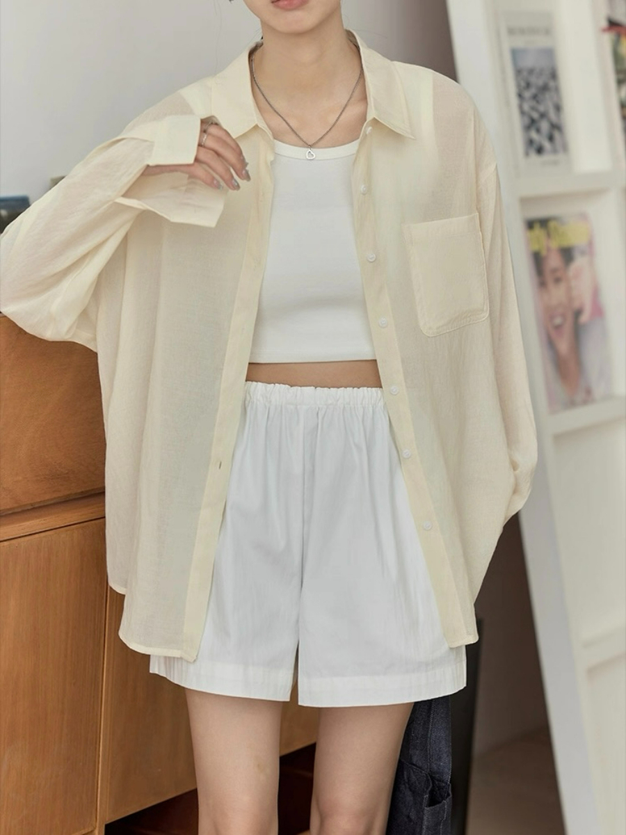 Leo Half Mesh Shirt with Pocket