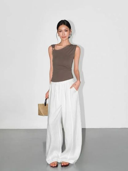 Rowan Asymmetric Neckline Hoop Detail Top
