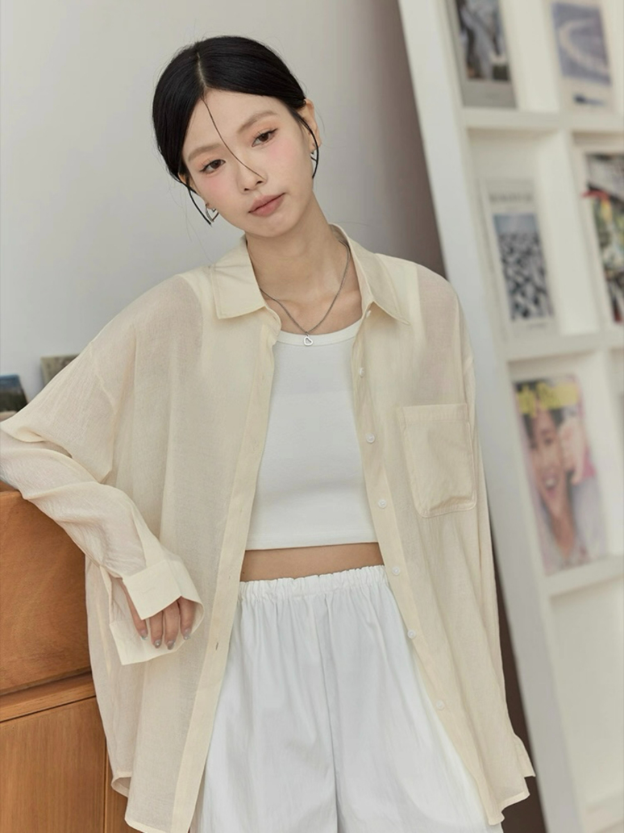 Leo Half Mesh Shirt with Pocket