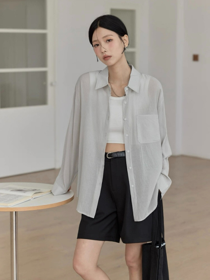 Leo Half Mesh Shirt with Pocket