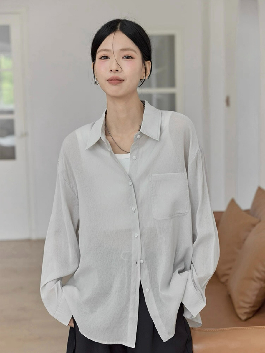 Leo Half Mesh Shirt with Pocket