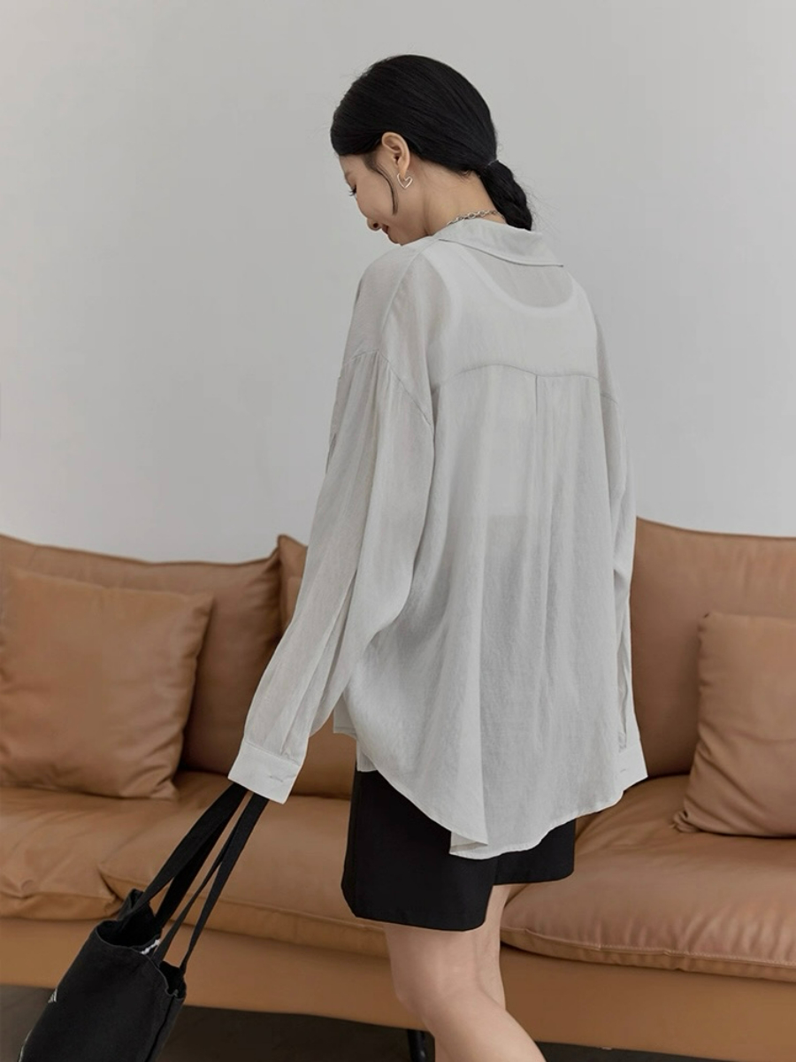 Leo Half Mesh Shirt with Pocket