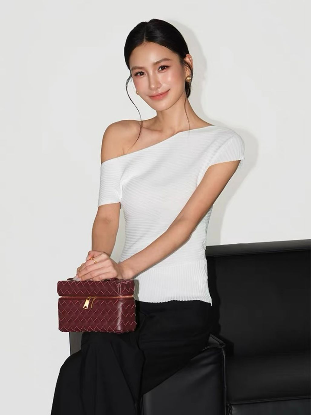 Ria One Shoulder Ribbed Knit Top