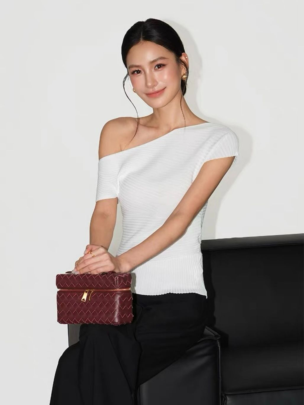 Ria One Shoulder Ribbed Knit Top