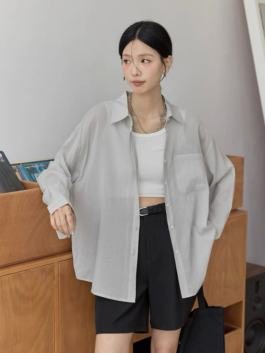 Leo Half Mesh Shirt with Pocket