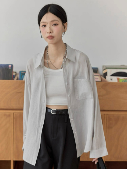 Leo Half Mesh Shirt with Pocket