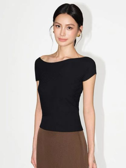 Ria One Shoulder Ribbed Knit Top