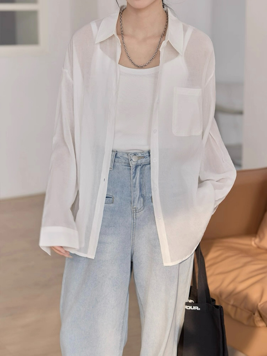 Leo Half Mesh Shirt with Pocket