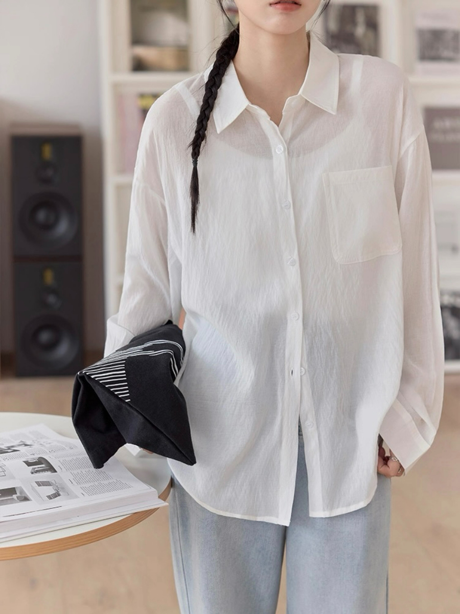 Leo Half Mesh Shirt with Pocket