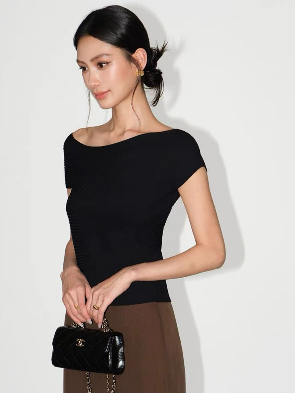 Ria One Shoulder Ribbed Knit Top