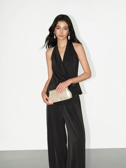 Regina Silky Drape Top with Metal Buckle Detail & Graceful Pants (Sold seperately)