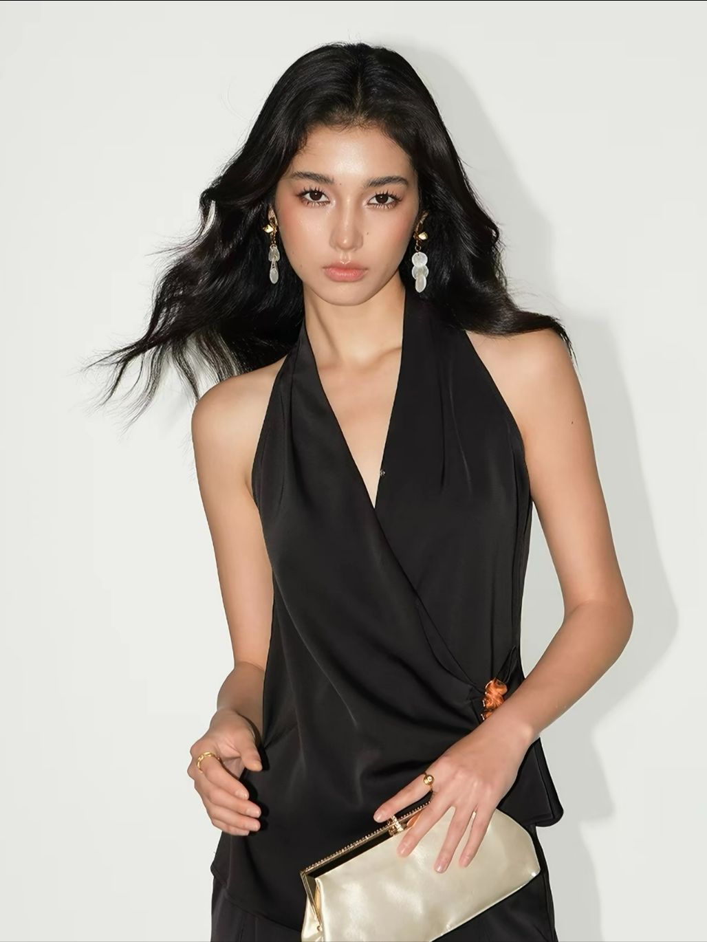 Regina Silky Drape Top with Metal Buckle Detail & Graceful Pants (Sold seperately)