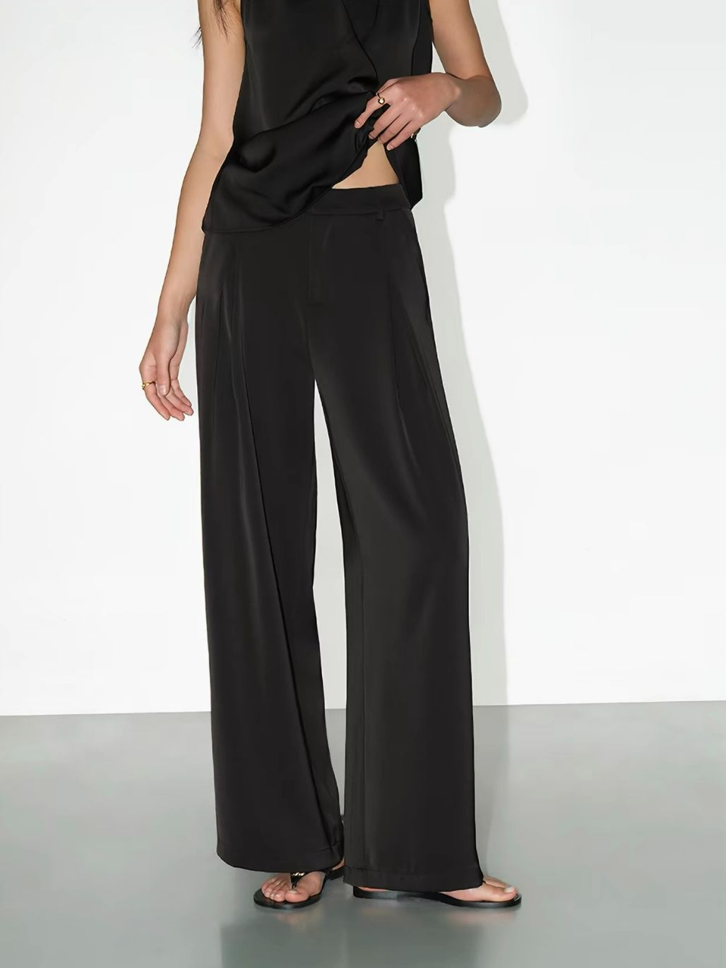Regina Silky Drape Top with Metal Buckle Detail & Graceful Pants (Sold seperately)