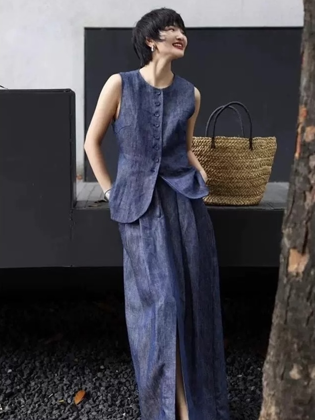 Luke Denim Top & Maxi Skirt Set