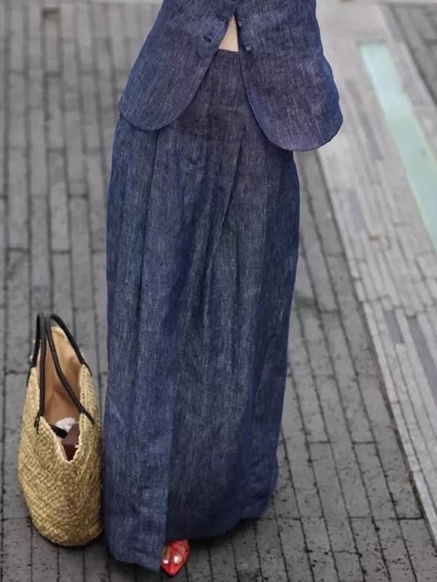 Luke Denim Top & Maxi Skirt Set