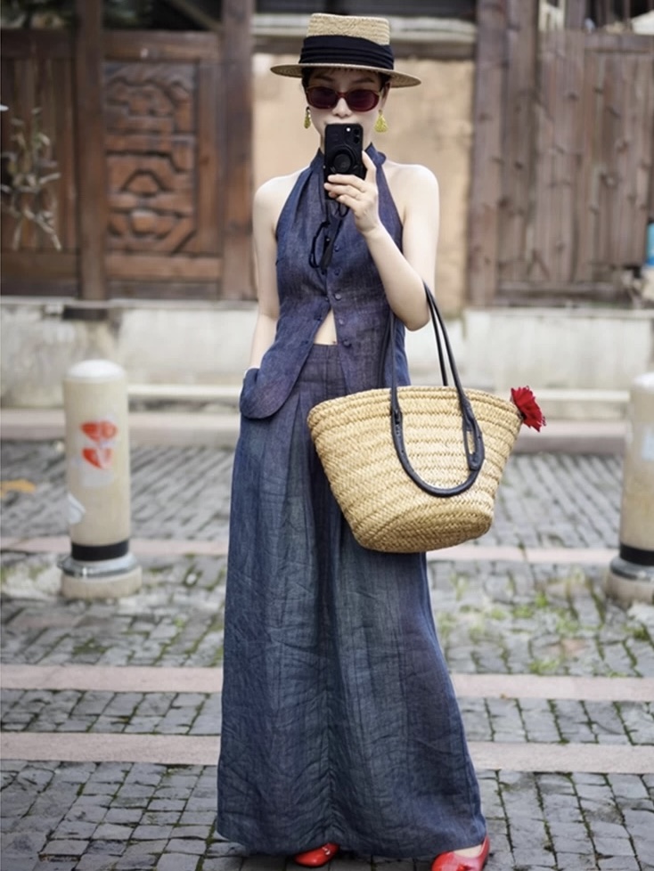 Luke Denim Top & Maxi Skirt Set