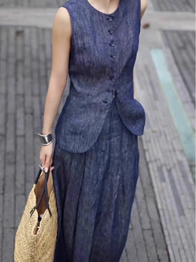 Luke Denim Top & Maxi Skirt Set