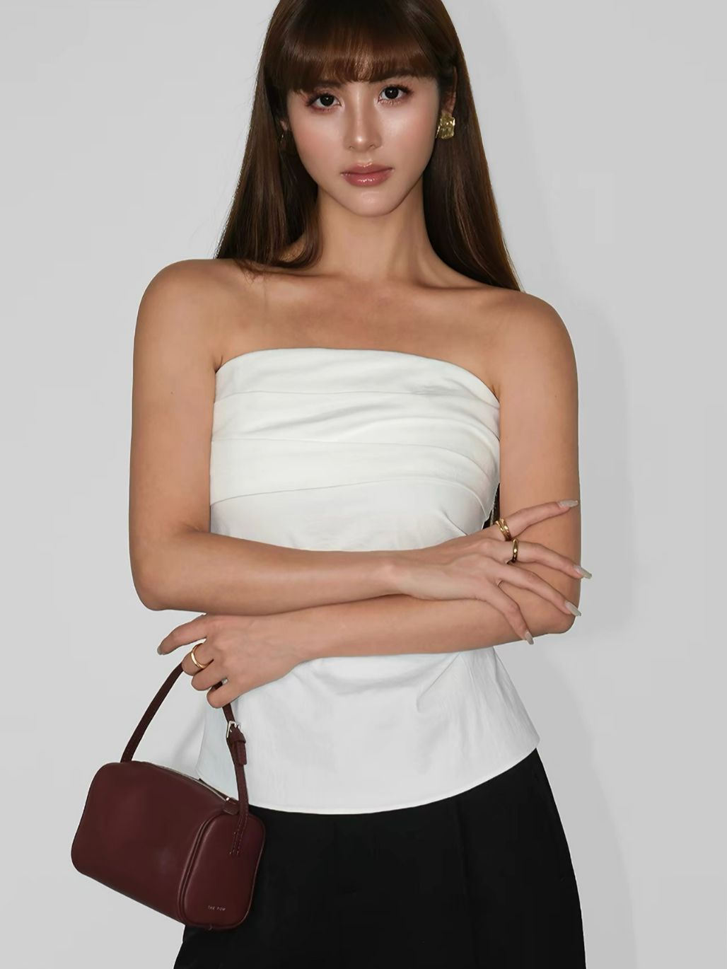Raven Pleated Tube Top & Midi Skirt (Sold seperately）