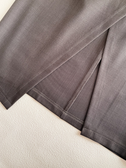 Sandrine Ruched Waist Asymmetric OL Skirt (Discounted-S, M, L size)-The Black Bow-