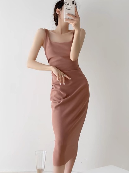 Grady Square Neck Pencil Dress-The Black Bow-