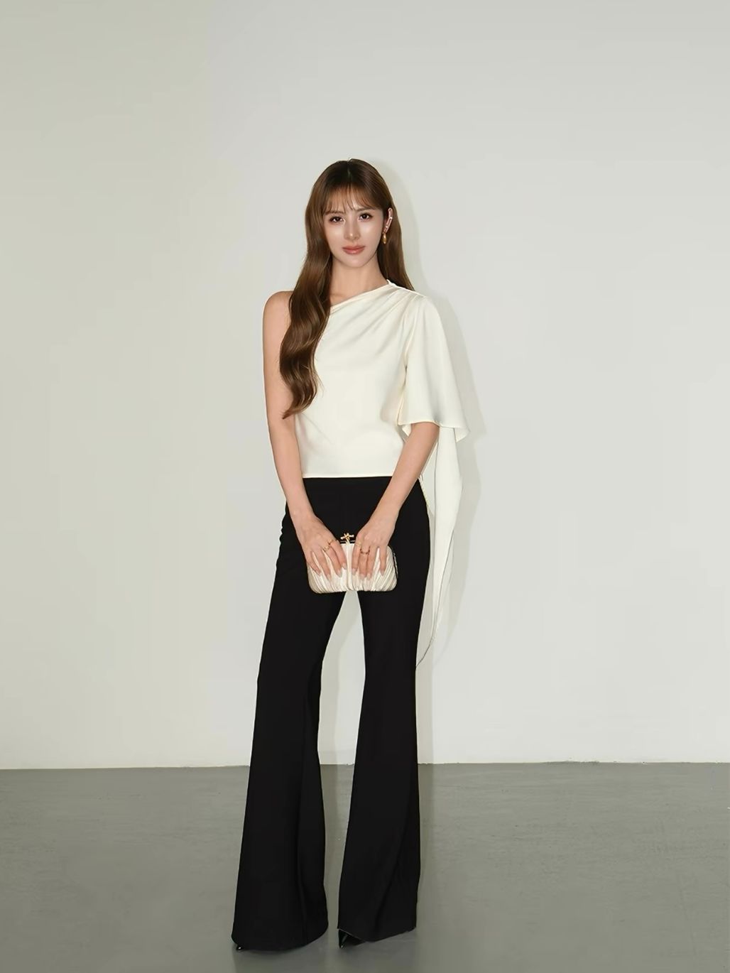 Reenus Flowy Hem One Shoulder Satin Top