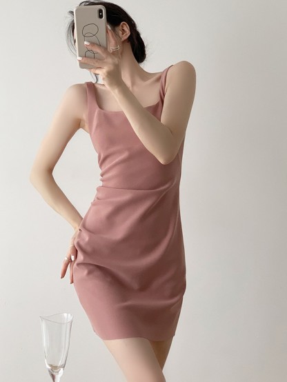 Brandy Square Neck Mini Dress-The Black Bow-