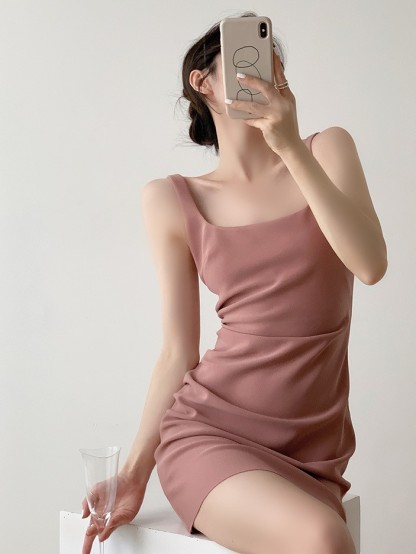 Brandy Square Neck Mini Dress-The Black Bow-