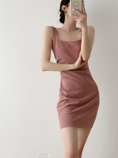 Brandy Square Neck Mini Dress-The Black Bow-