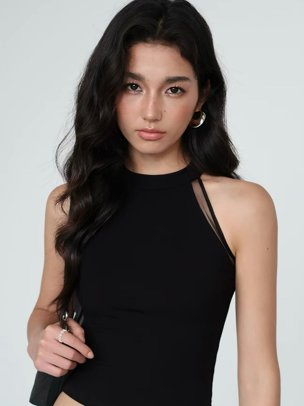Rossa Mesh Trim Halter Neck Top