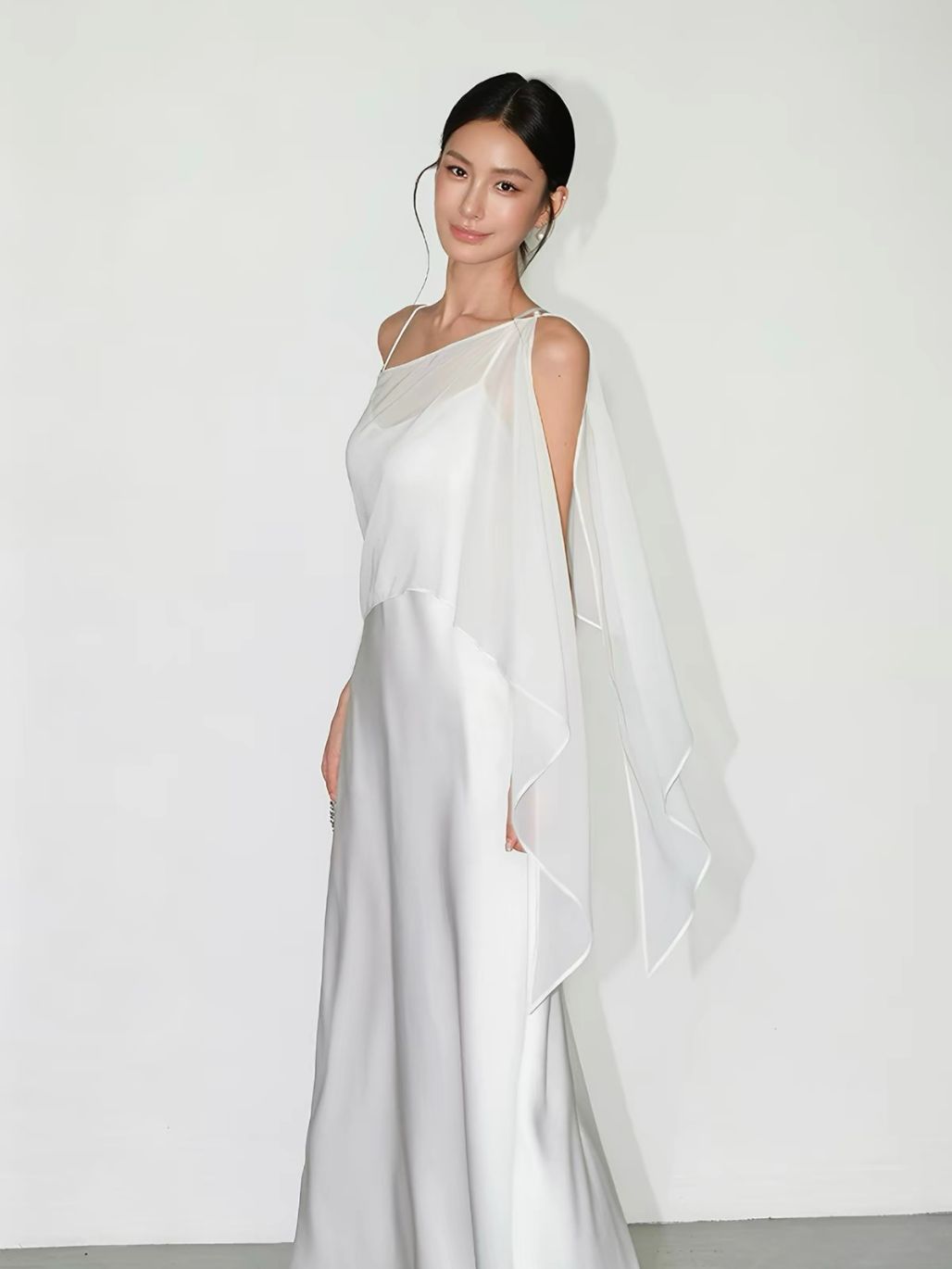 Rheay Satin Dress with Capeshawl
