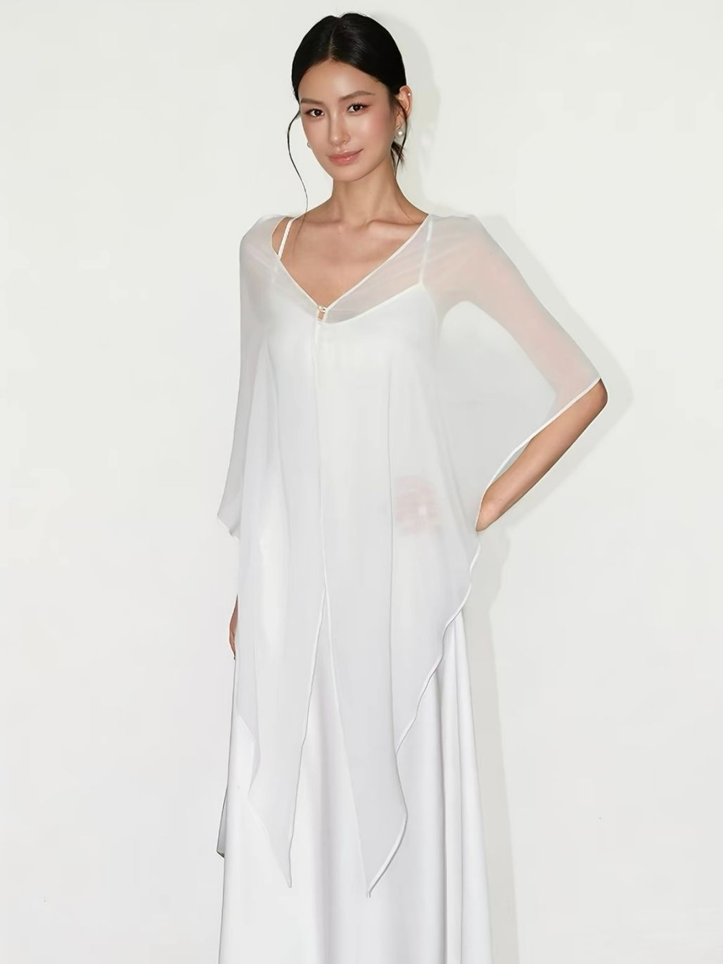 Rheay Satin Dress with Capeshawl