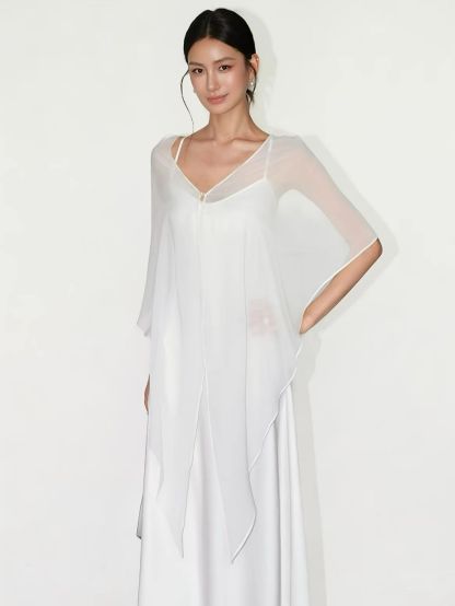 Rheay Satin Dress with Capeshawl