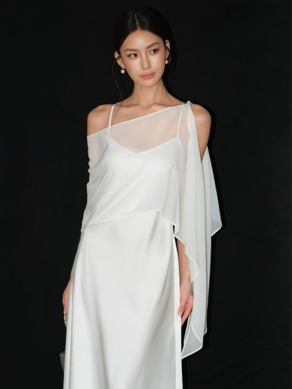 Rheay Satin Dress with Capeshawl