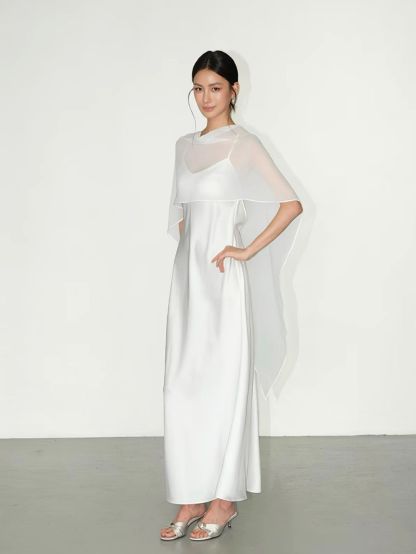 Rheay Satin Dress with Capeshawl
