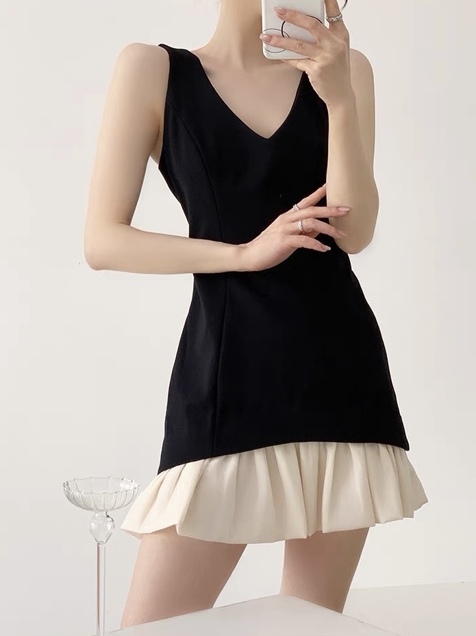 Keisha V-Neck Ruffle Trim Dress