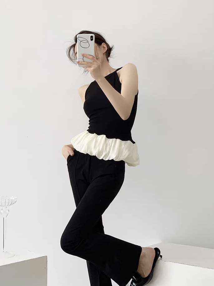 Kahlya Halter Neck Flower Bug Trim Top