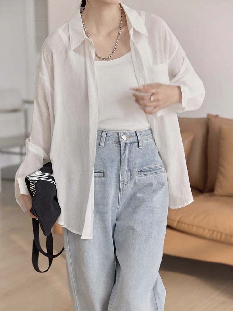 Leo Half Mesh Shirt with Pocket