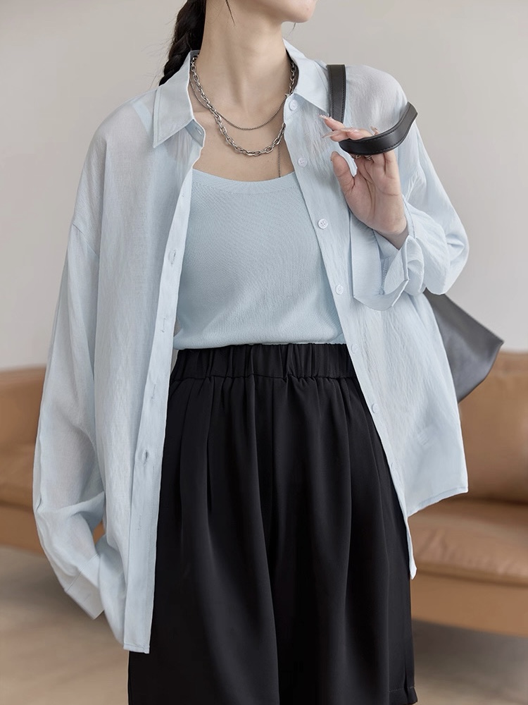 Leo Half Mesh Shirt with Pocket